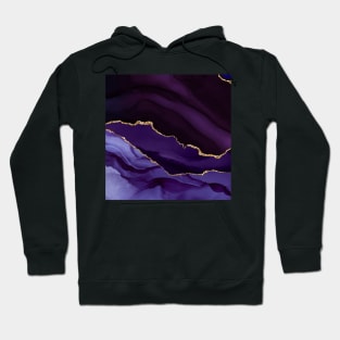 Watercolor Agate in Purple Haze Faux Gold Glitter Veins Hoodie